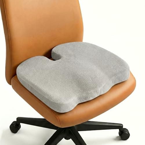 betterhood PosturePro Coccyx Seat Cushion for Tailbone Pain Relief, Anti Slip Orthopedic Ergonomic Office Chair Memory Foam Sitting Pillow for Sciatica Pain Relief, Cotton Cover (Large - Grey)