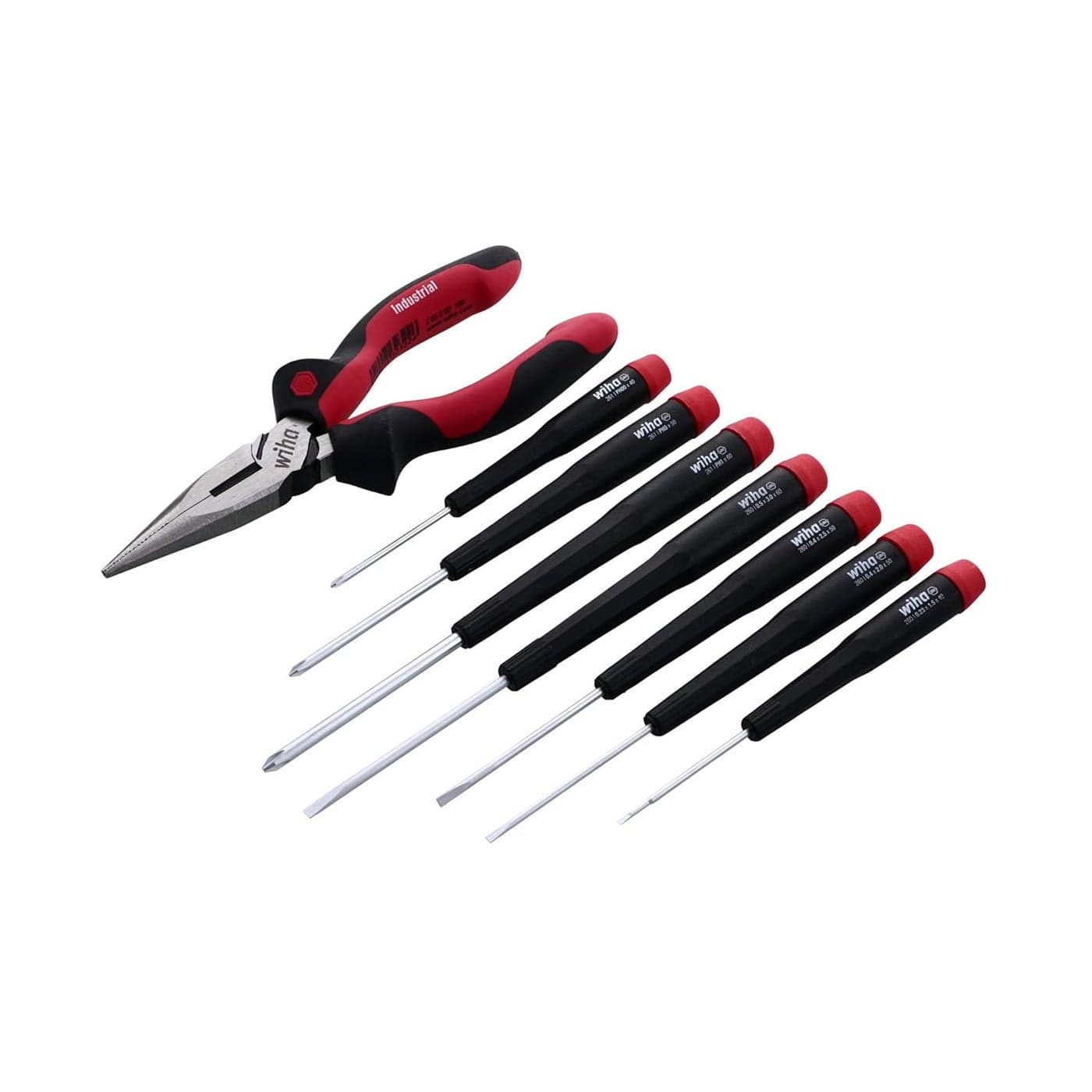 Wiha 26190 Slotted and Phillips Screwdriver Set Bonus Pack with Professional 63 Long Nose Pliers 8 Piece