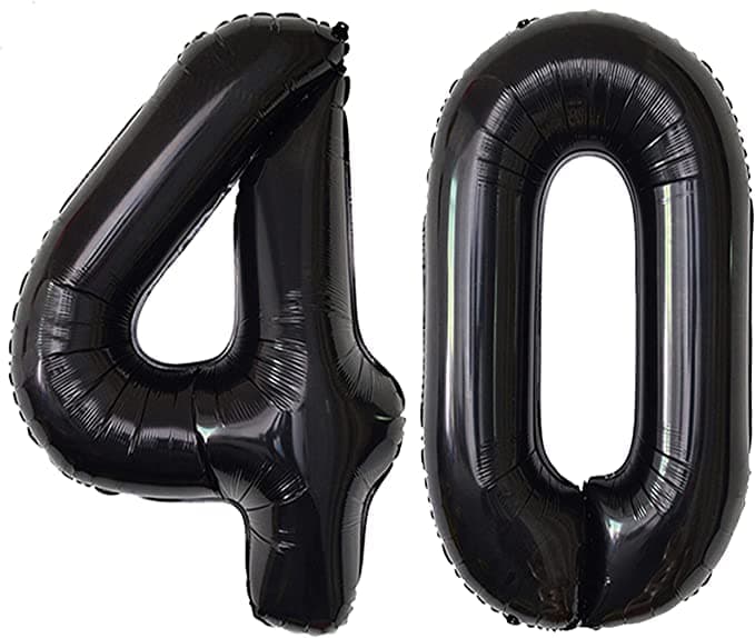flavouredlove 16 inch Forty Foil Number Air or Helium Balloon Party Decoration Black Pack of 1 | 40 Year No. Balloons Birthday/Anniversary (Black Number 40)