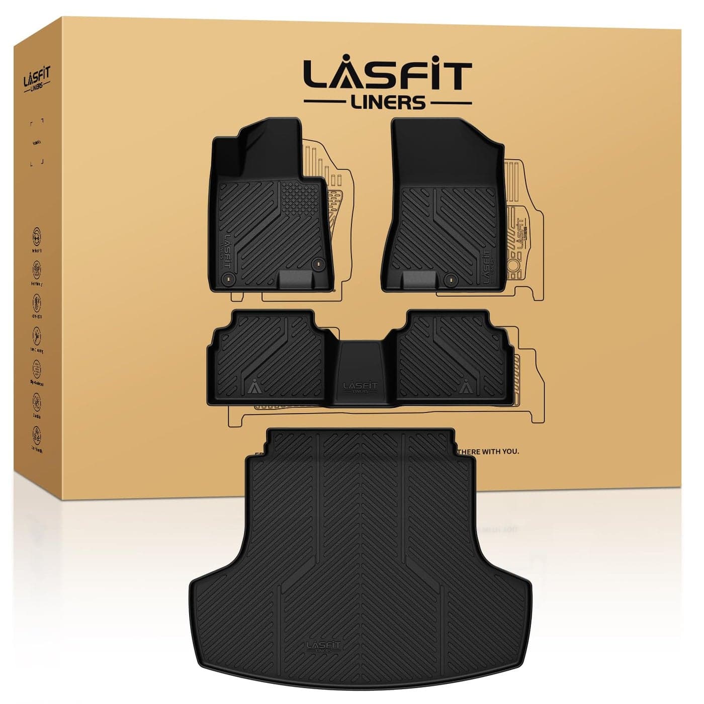 LASFIT Floor Mats Cargo Mat for Hyundai Sonata 20202026 Only Fit FWD Gas Kia K5 20212025 Only Fit FWD All Weather TPE Custom Fit Floor Liners for Car Mats Trunk Mats