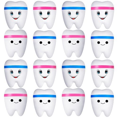ZHWKMYP 16Pcs Tooth Stress Ball Slow Rising Teeth Stress Balls for Adults Tooth Toys Bulk for Dental Office Party Favors