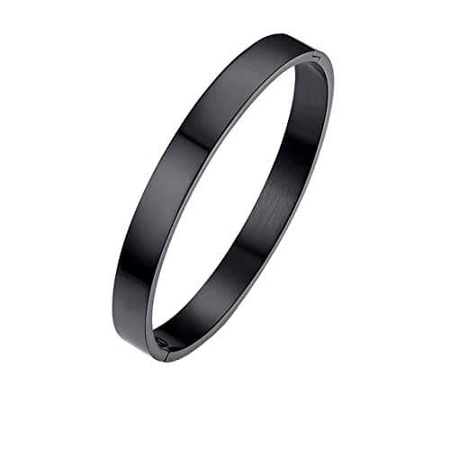 MEENAZ Black Kada Bracelet for Men, Boys, Brother, Boyfriend - Stainless Steel Open Bracelet - Fashion Jewelry Birthday Gift