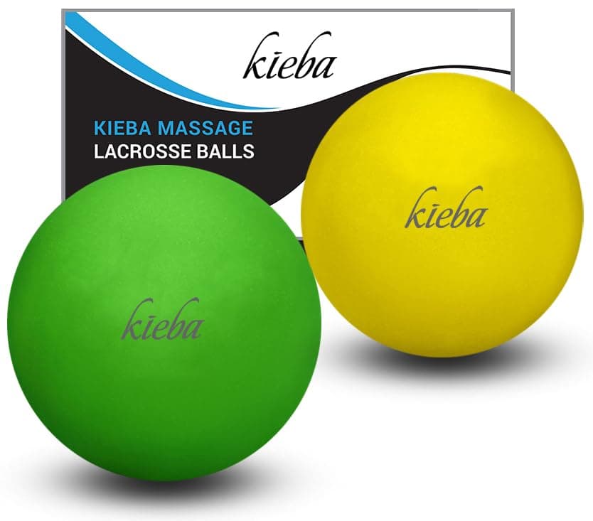Kieba Massage Lacrosse Balls for Myofascial Release Trigger Point Therapy Muscle Knots and Yoga Therapy Set of 2 Firm Balls Green and Yellow