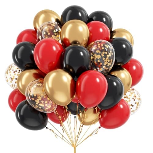 Red Black and Gold Balloons 60pcs 12inch Red Black Gold Confetti Balloons for Birthday Casino Party Decorations