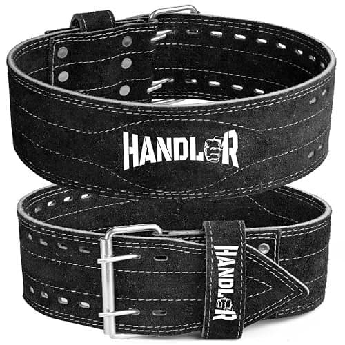 Handler Genuine Leather Unbreakble, non tearable Gym Belt for Men & Women Workout Deadlift Belt for Gym Suede Powerlifting Weight Lifting for Heavy Workout | Professional Heavy Weight Lifting Original (Black, Medium)