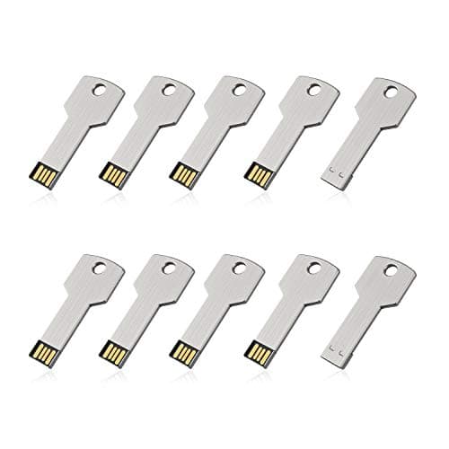 RAOYI 10 Pack 8GB USB Flash Drive USB 2.0 Metal Key Shape Memory Stick Thumb Drive Pen Drive-Silver