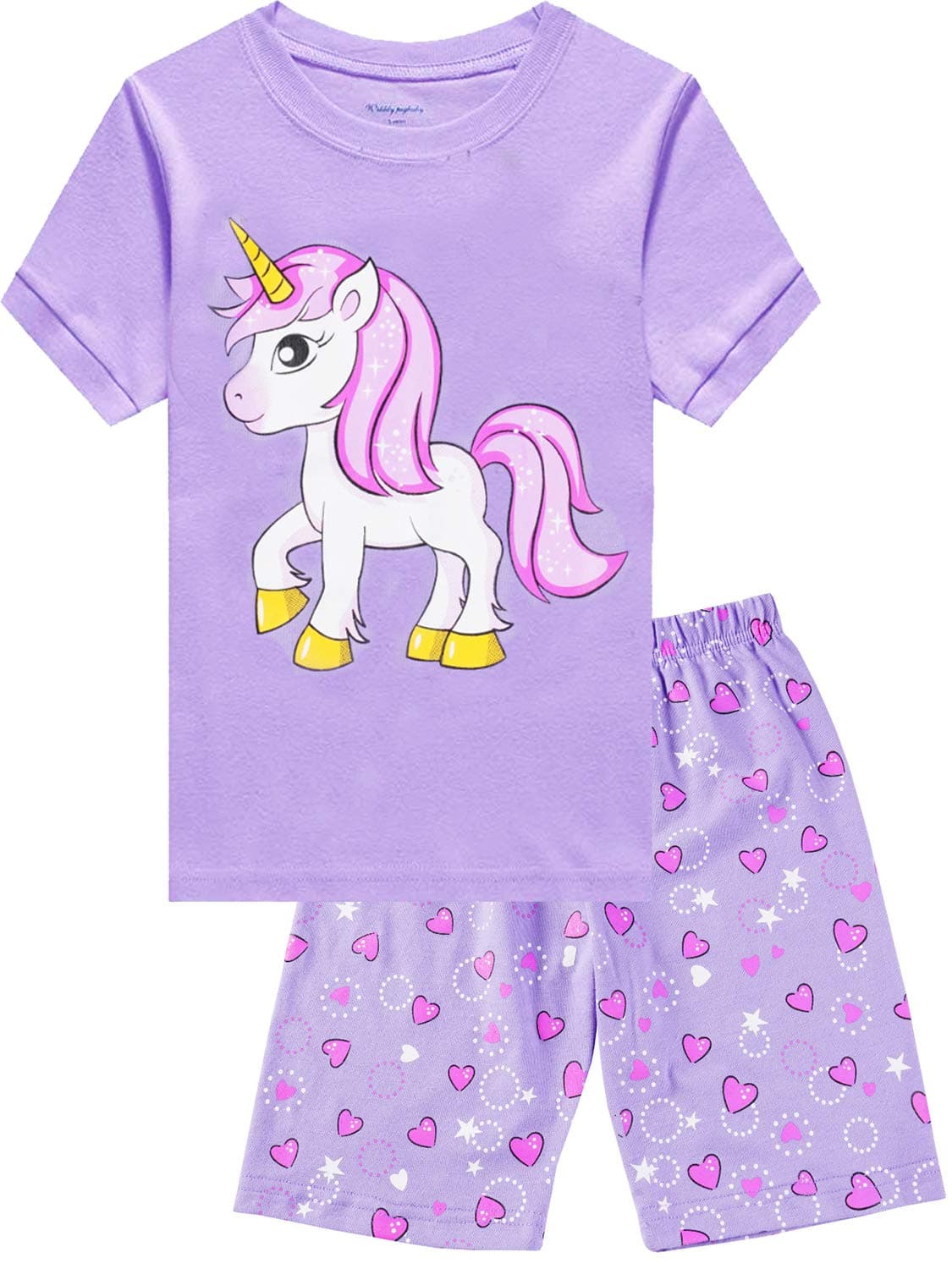 Little Girls Summer Pajamas Unicorn Short Sleeve 100% Cotton Sleepwear 2 Pieces Toddler Pjs Children Clothes Kids Jammies Sets Size 3T