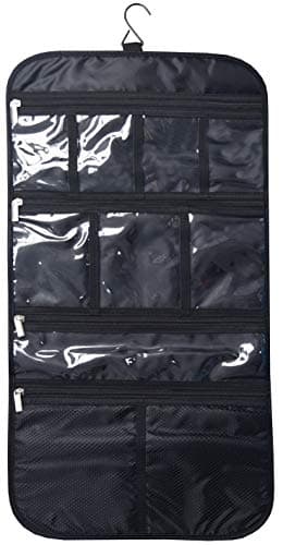 Freegrace Premium Hanging Toiletry Travel Bag - Cosmetic, Jewelry, Toiletry & Accessory Storage Organizer Bag, Large Size, Various Compartments (Black)