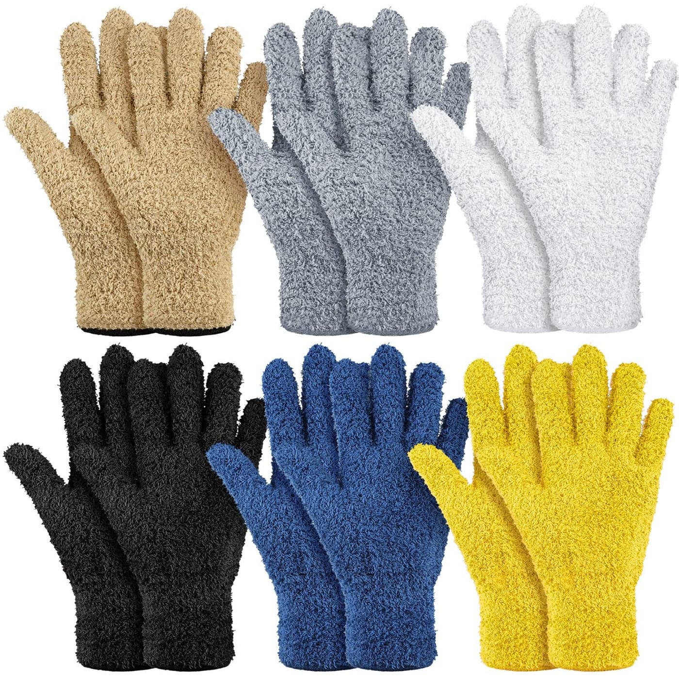 Bencailor 6 Pairs Microfiber Dusting Gloves Dusting Cleaning Gloves Microfiber Gloves for Plants House Blinds Car Dust Mitt Vibrant ColorMedium