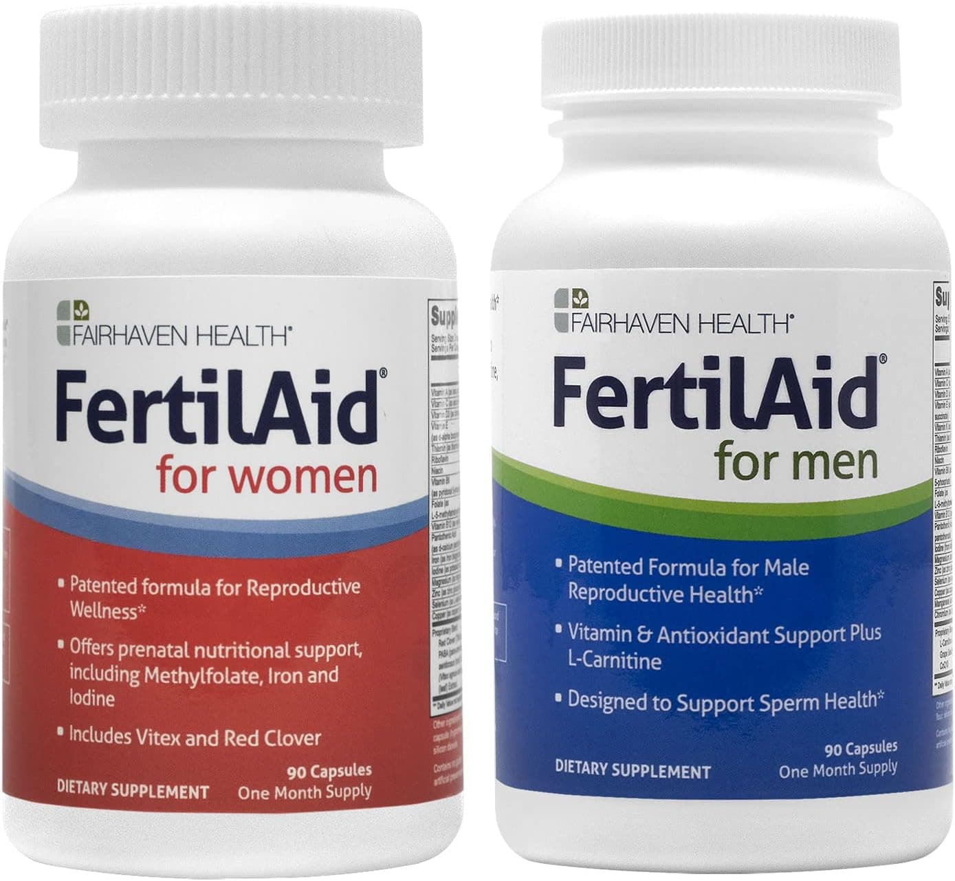 Fairhaven Health FertilAid for Men and Women Combo Fertility Supplements for Men and Women Count and Motility Support PreConception for Him Prenatal Vitamin for Her with Vitex and Folate