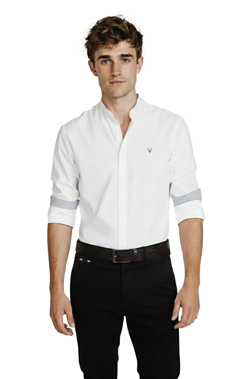 Allen Solly Men's Geometric Slim fit Shirt (ASSFWMOFI31587_White 38)