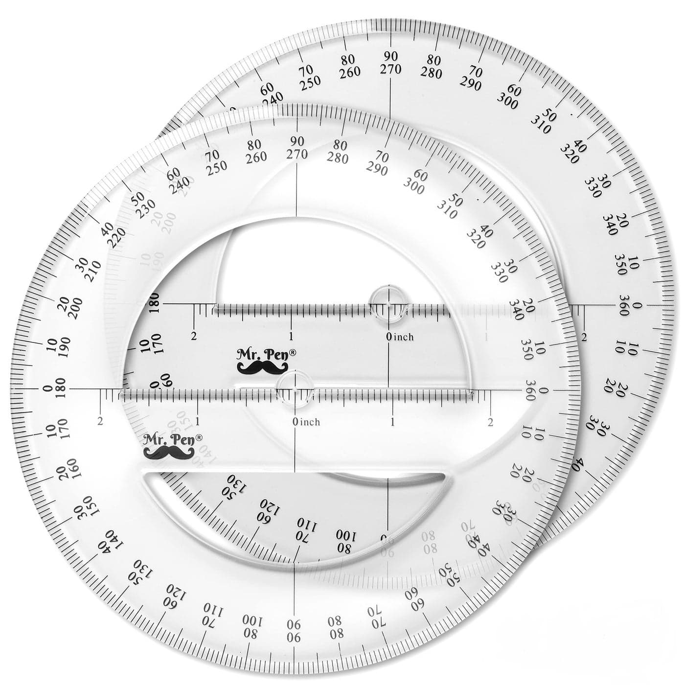 Mr. Pen- Protractor, Pack of 2, 2Inch, Protactor 360 Degree, Protractor Set, Protractor Ruler, Drafting Tools, Circle Protractor, Protractors Classroom Set, Large Protractor, Math Geometry Set