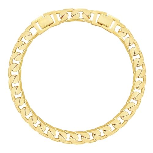 KissYan Gold Ankle Bracelets for Women, 14K Gold Plated Anklets Chunky Cuban Chain Slender Brick Link Summer Beach Foot Jewelry Gifts for Women(C08-G)