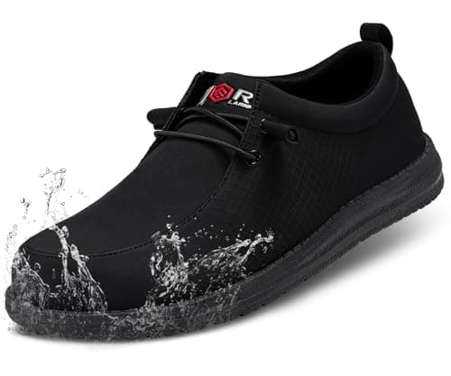 LARNMERN Waterproof Steel Toe Loafers Women Slip On Shoes Lightweight Comfortable Walking Safety Work Flats Sneakers(8.5 Women, Black)