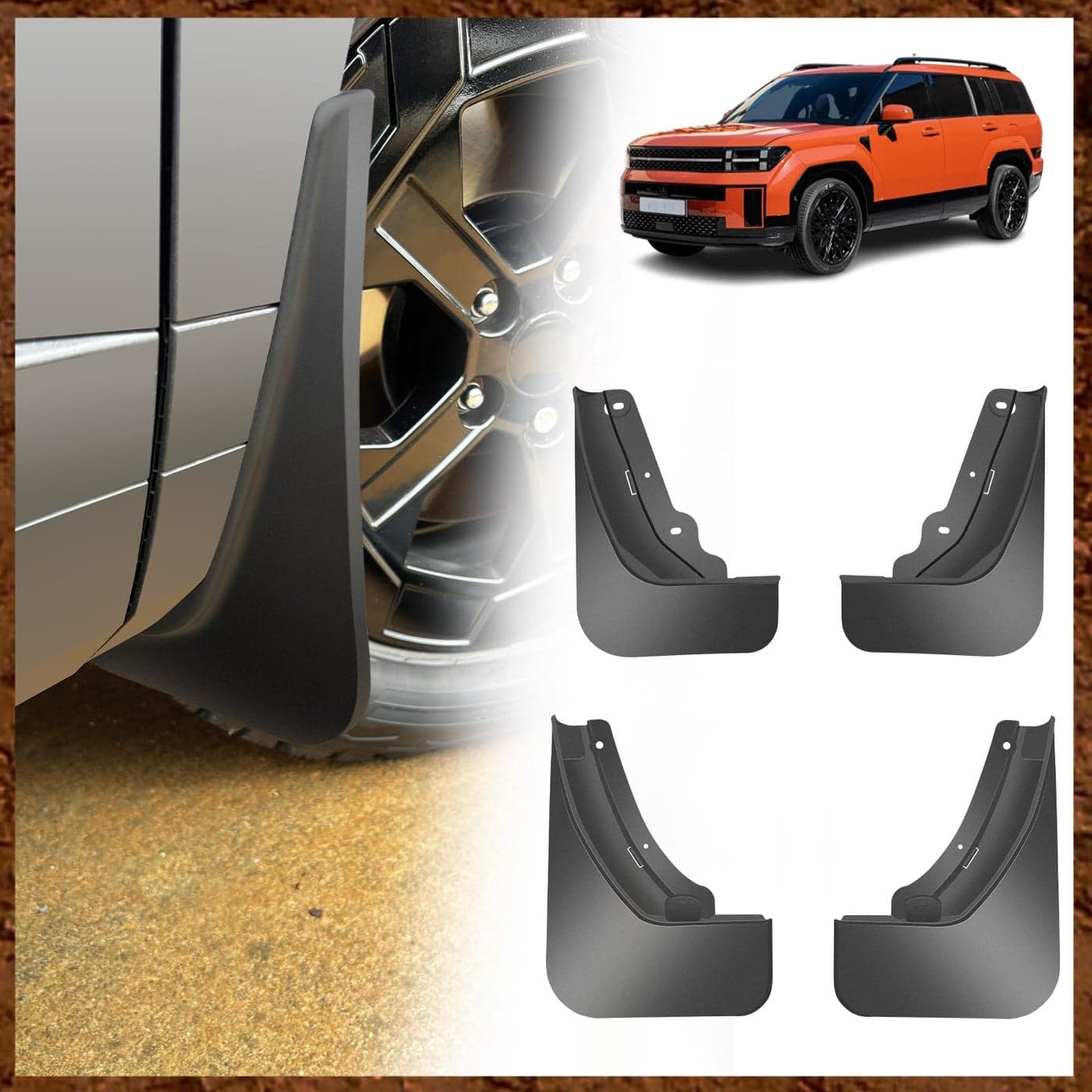 Muslogy Mud Flaps Front and Rear Mudguards Compatible with 2024 2025 Hyundai Santa Fe Accessories AllWeather Fender Mud Splash Fender Flares No Need to Drill 4PCS Set