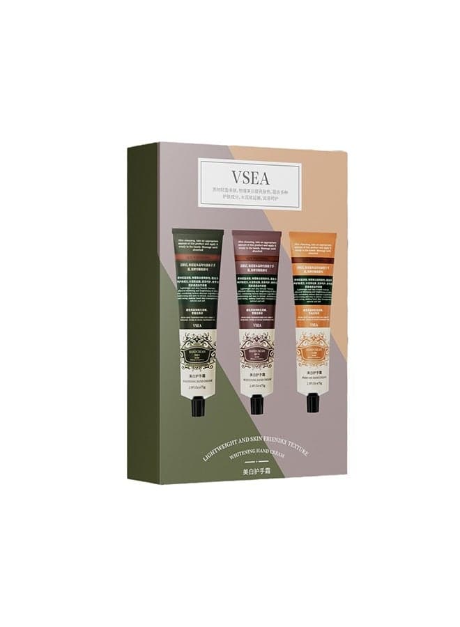 3-Piece Whitening Hand Cream Gift Set, Woody & Floral Fragrance Hand Lotion, Non-Greasy Moisturizing Hand Cream for Dry Skin, Luxury Skincare Gift Set for Men & Women