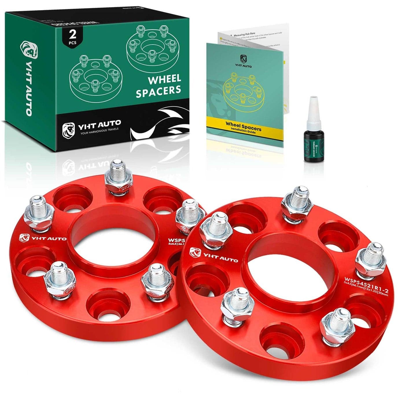 YHTAUTO 5x45 Hub Centric Wheel Spacers 20mm Fits Nissan Infiniti Models Altima Sentra Q50 5x1143mm Tire Spacers w 12x125 Studs 661 mm Hub Bore 5 Lug 2PCS Red Wheel Spacers