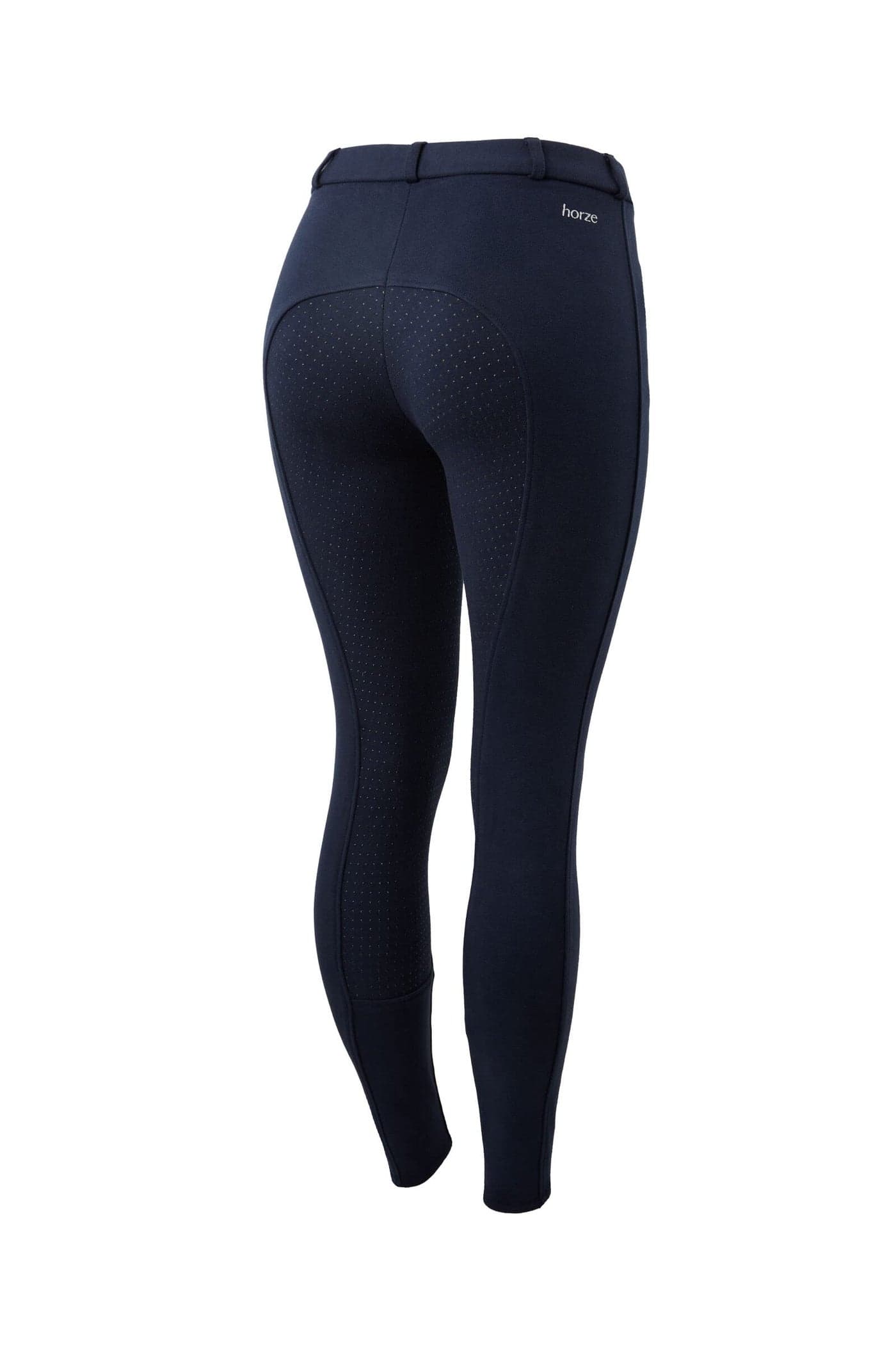 HORZE Active Women's Horse Riding Silicone Grip Full Seat Breeches | Midrise Waist with Front Pocket - Peacoat Dark Blue - 28