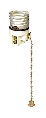 B&P Lamp® Porcelain Pull-Chain Socket Interior, Antique Brass Chain