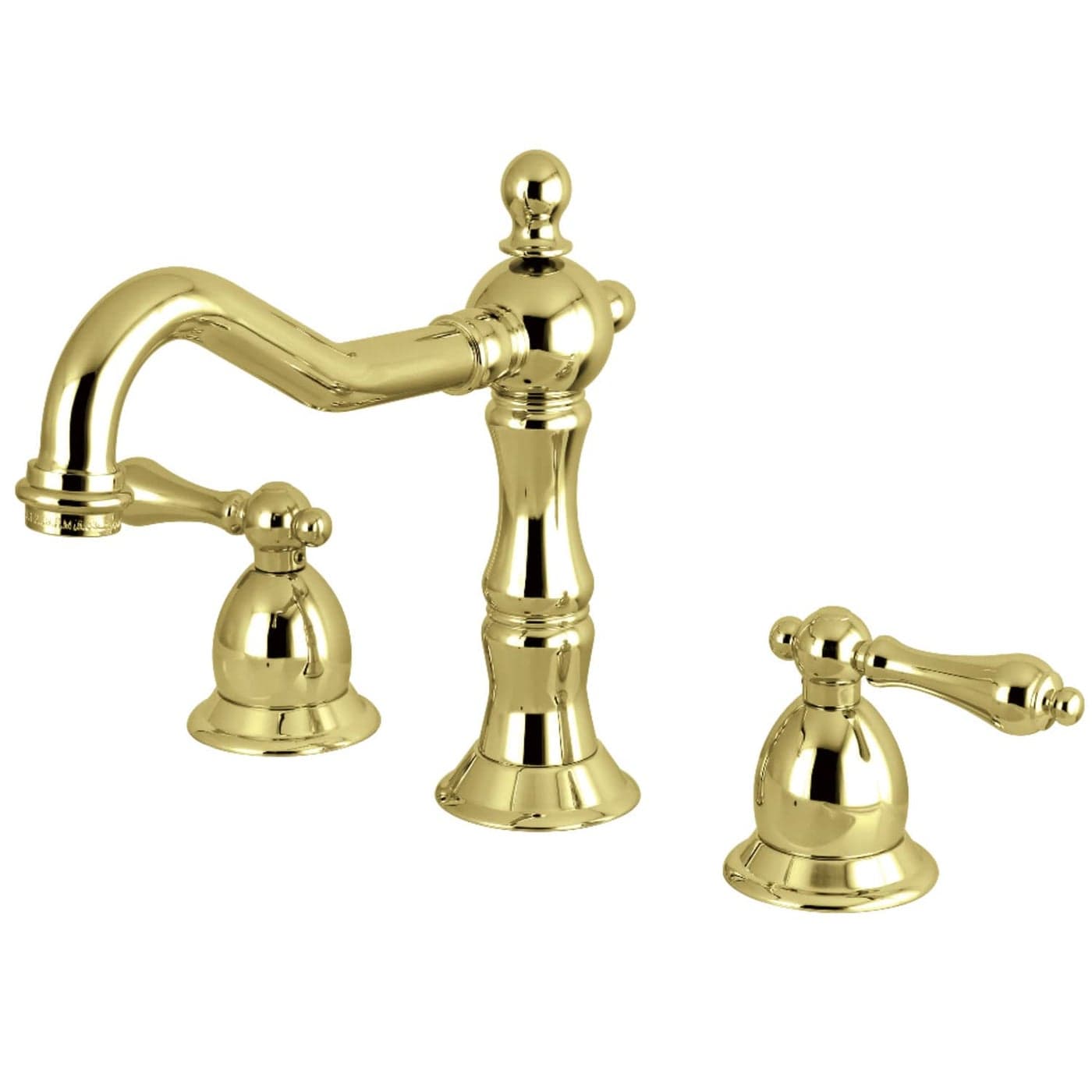 Kingston Brass KS1972AL Heritage Widespread Lavatory Faucet with Metal lever handle Polished Brass8Inch Adjustable Center
