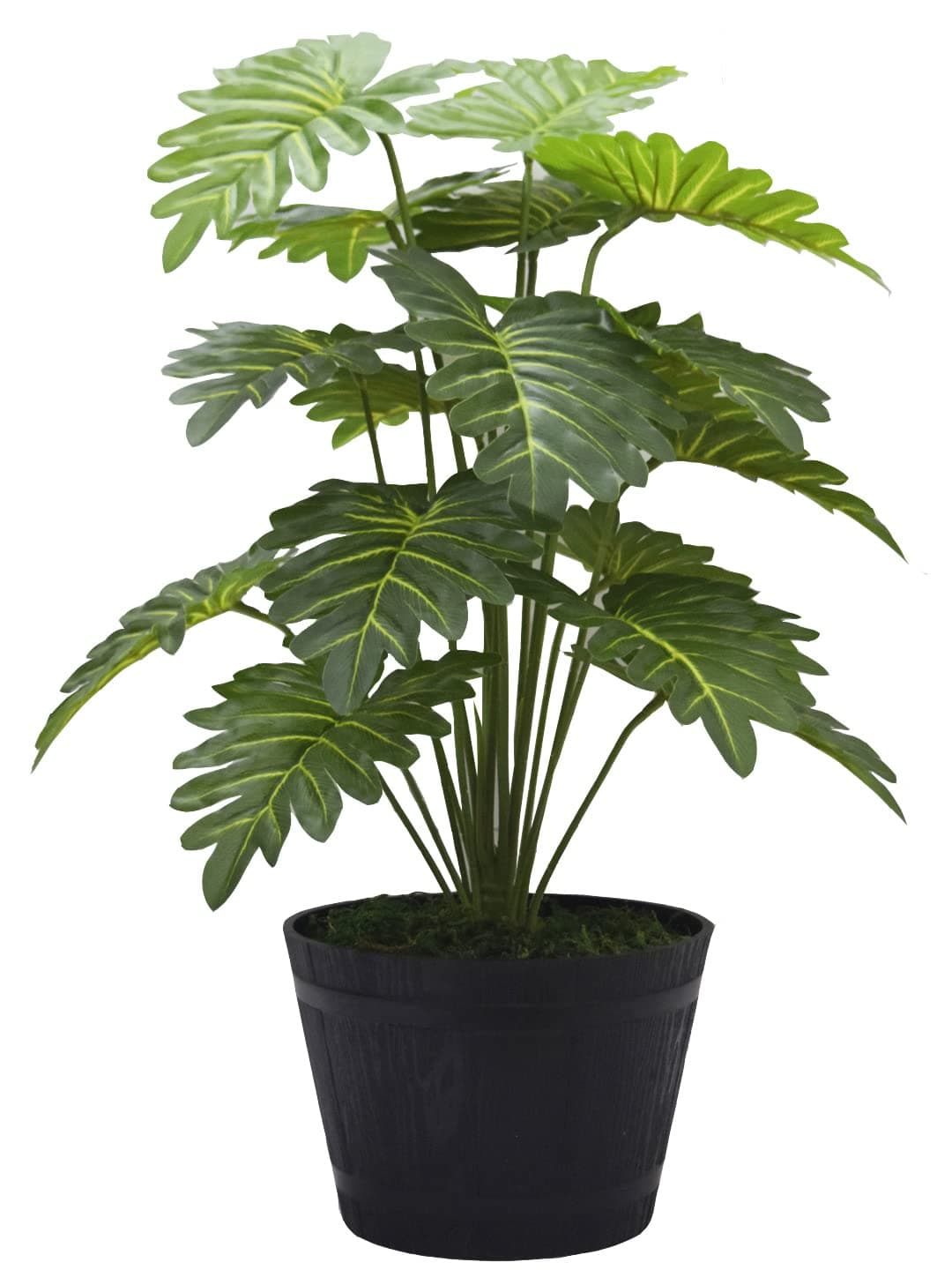 Fourwalls Beautiful Artificial Miniature PVC Silk Floor Plant with Big Leaves and Without Pot (18 Leaves, 65 cm Tall, Green)