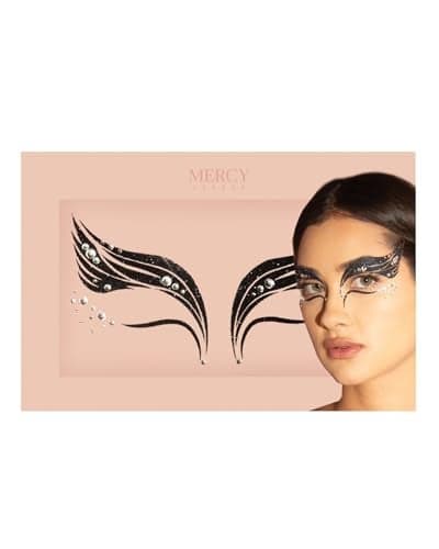 MERCY LONDON Black Swan Face Jewels Ballet Costume Accessories Face Gems Jewels All In One Headpiece Stick On