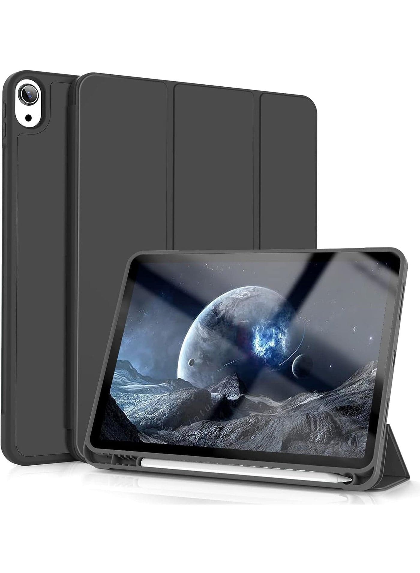 Case for iPad Air 11-Inch M2 (2024), iPad Air 5/4 (2022/2020 5th/4th Generation 10.9-Inch) with Pencil Holder, Slim Tablet Cover with Soft TPU Back, Auto Wake/Sleep