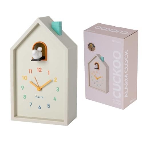 Fisura Cuckoo Alarm Clock Cute House Analog Alarm Clock for Bedroom Snooze and Night Light Battery Operated Novelty Bedside Clock Multicolor