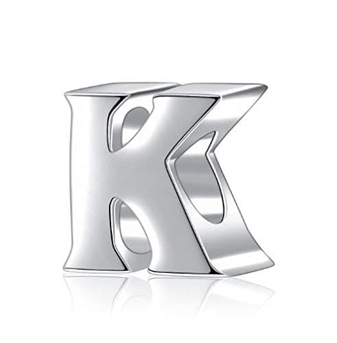 925 Sterling Silver Letter K Charm fit Pandora Charms Bracelets Initial A-z Alphabet Beads Jewelry for Women, Mother’s Day Christmas Birthday Gifts