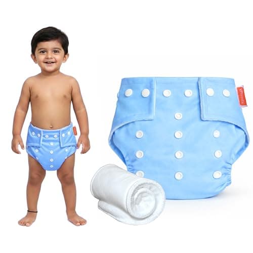 VParents Solid Washable Baby Cloth Diaper Reusable Adjustable Size Waterproof Pocket Cloth Diaper Nappie (With Insert) (Pack of 1)