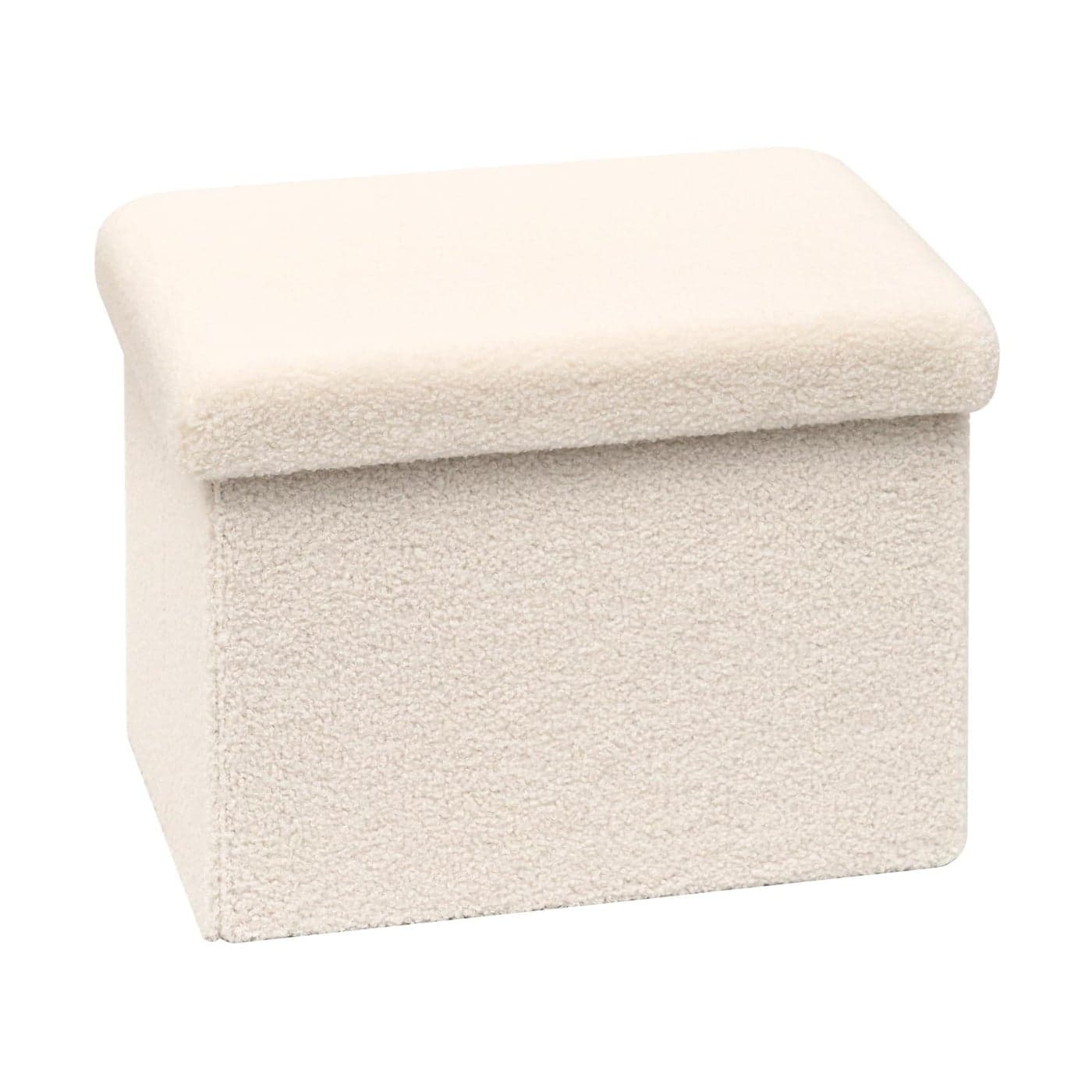 B FSOBEIIALEO Storage Ottoman Cube Small Sherpa Ottoman Foot Rest Foldable Portable Boucle Ottomans Faux Teddy Fur Cream White 165x126x126