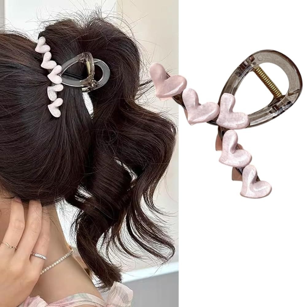 SAVI Stylish Nude Pink HeartShaped Hair Clip Trendy Hair Clutch for Women Girls Elegant Hair Accessory for Ponytails Updos Durable Design