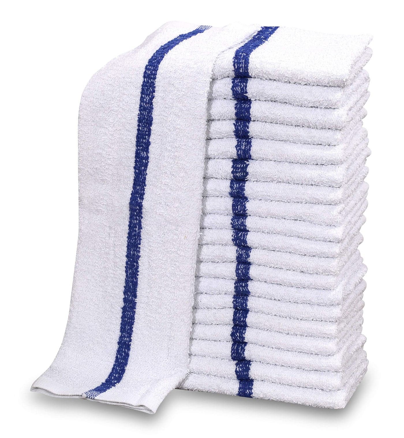 GOLD TEXTILES 60 PC New Cotton Blend White Restaurant Bar Mops Kitchen Towels 28oz 5 Dozen 60 Blue Stripe