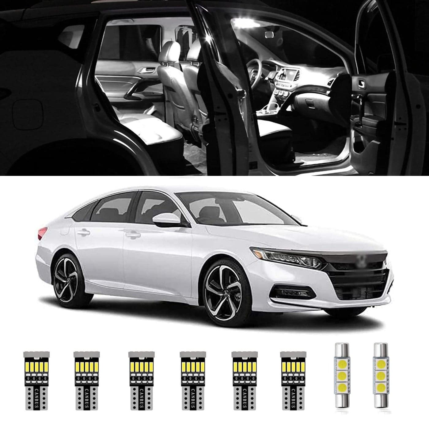 AWALITED 14pcs Accord Interior LED Lights Kit Super Bright LED Map Dome Light Bulbs for 2013 2014 2015 2016 2017 2018 2019 2020 2021 2022 Honda Accord All Models