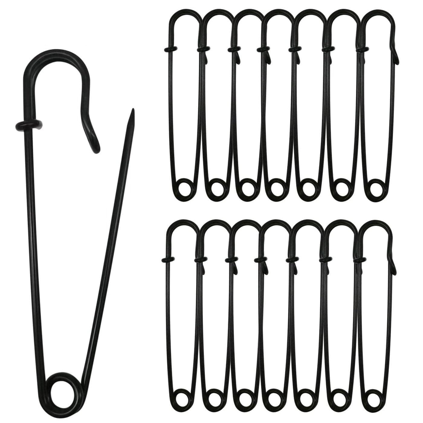 Urmspst 2022 New 3 Large Safety Pins Pack of 30 for Clothes Leather Canvas Blankets Crafts Skirts Kilts Extra Large Heavy Duty Safety Pins Black