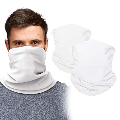 Sojourner Neck Gaiter Bandana Buff 2 Pack Face Cover for Men Women and Teens Neck Warmer UV Sun Protection Gator White