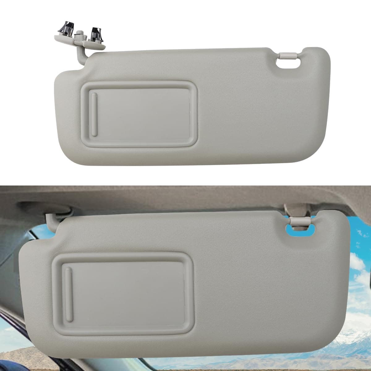 INTGET Driver Side Sun Visor for Toyota Corolla 2007 2008 2009 2010 2011 2012 2013 Accessories Leather Car Sun Protection Visors Replacement with MirrorBeigeDriver Side