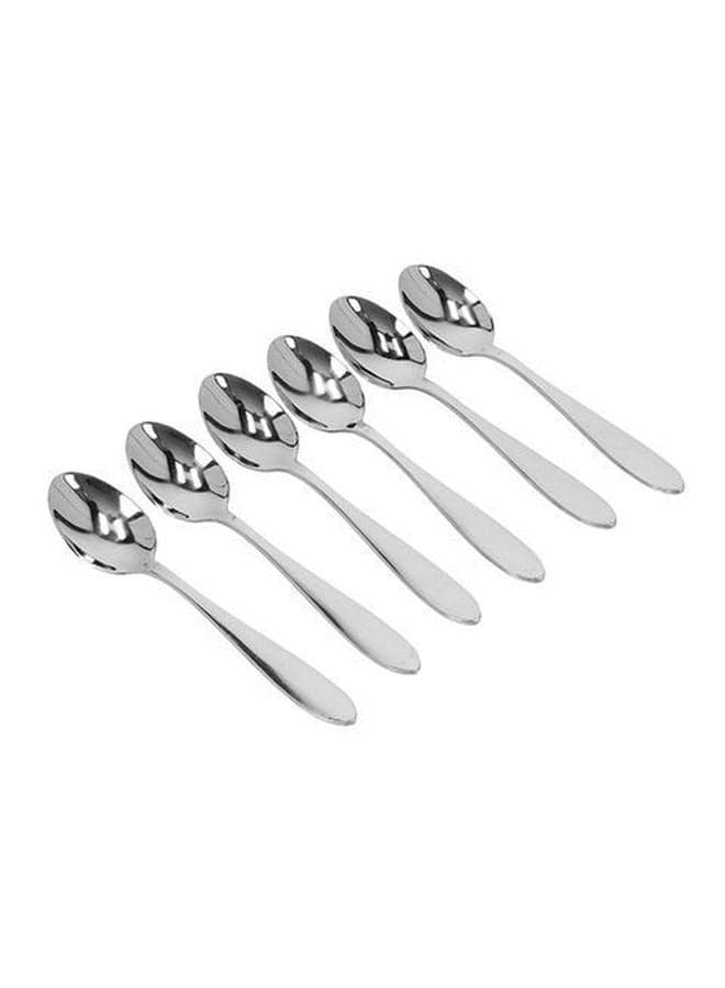 6-Piece Stainless Steel Dinner Spoons Silver 9cm
