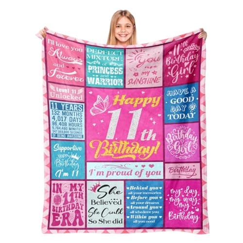 11 Year Old Girl Birthday Gifts - Birthday Gift for 11-Year-Old Girls - 11th Birthday Decorations for Girls - 11 Years Old Girl Gift Ideal for Daughter Granddaughter Niece - 11th Blanket 50"X60"