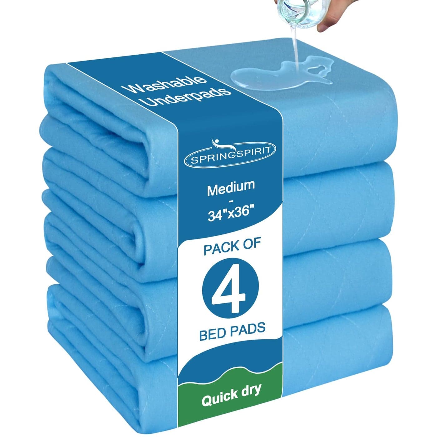 Bed Pads Washable Waterproof 34 x 36 Pack of 4 Reusable Incontinence Underpads for Adults Washable Pee Pads Great for Dogs Cats Bunny Seniors Bed Pad Blue