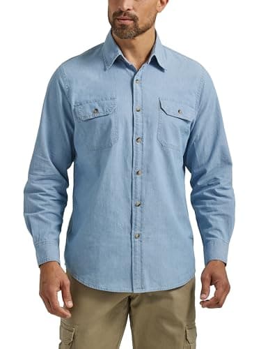Long Sleeve Classic Woven Shirt, Light Chambray, Medium