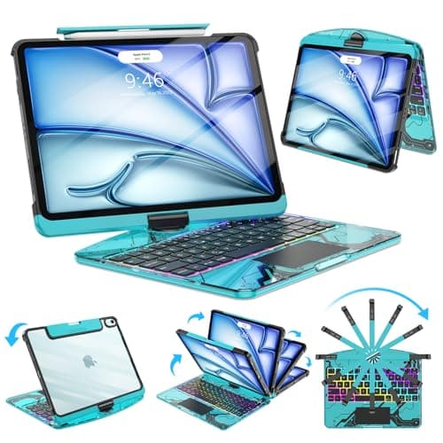 SIBEITU Keyboard Case for iPad Air 11-inch (M4/M3/M2, 2026/2025/2024) & iPad Pro 11-inch 4th 3rd 2nd 1st Gen, 7-Color Backlit, Multi-Touch Trackpad, 360°Rotatable for 10.9" iPad Air 4th/5th Gen, Blue