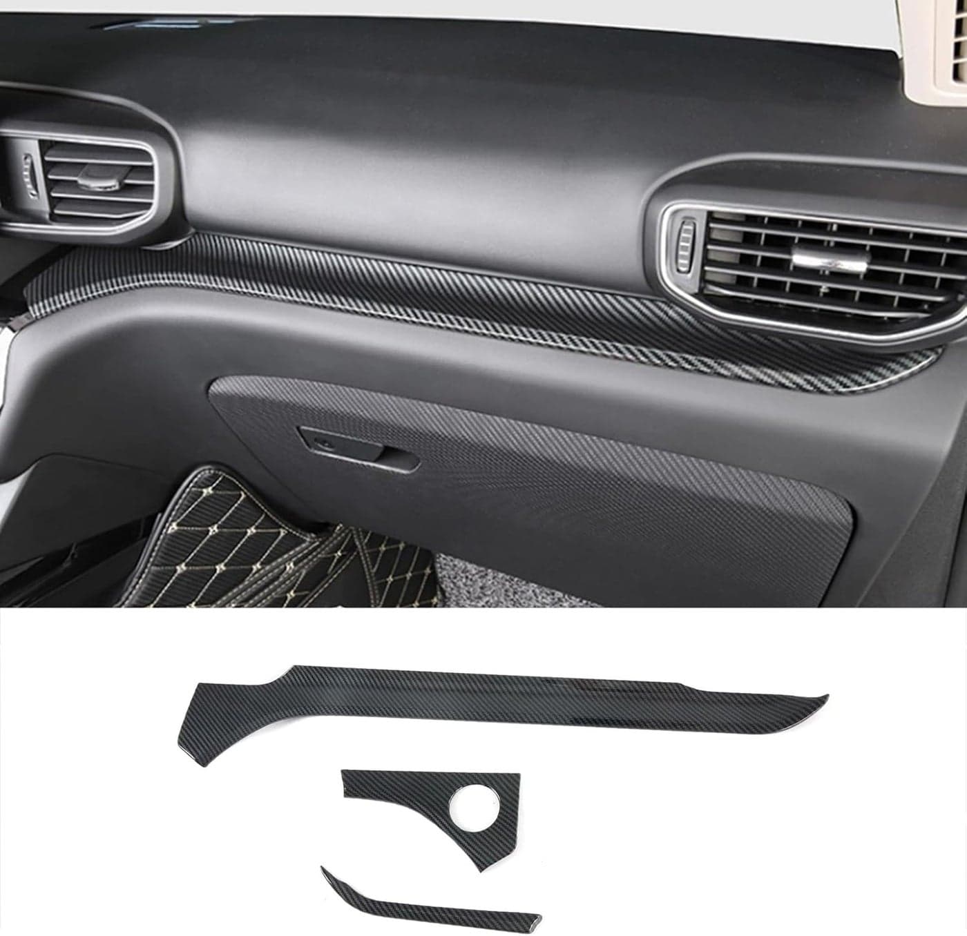 KELEIMAI Carbon Fiber Style Dashboard Trim Cover for Ford Explorer 2020-2022 - 3 PCS