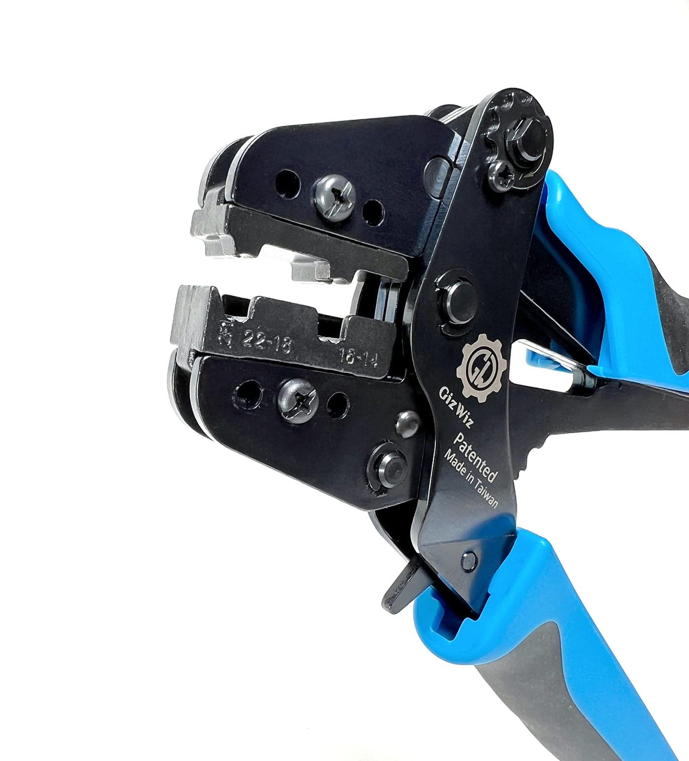 GIZWIZ Parallel Action Ratchet Crimp Tool for Noninsulated Flag Terminals AWG 22181614 GE2F1