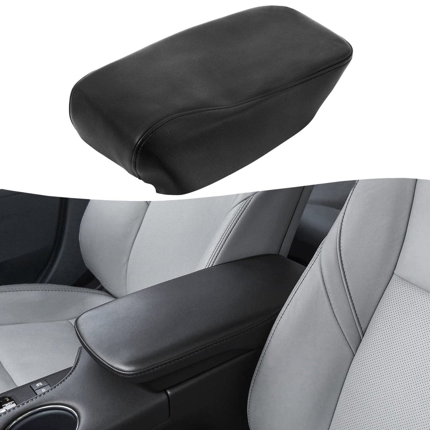 KBH Car Center Console Armrest Cover Replacement for Toyota Avalon 20132018 Vinyl Leather Arm Rest Skin Upholstery AntiScratch Black Without Lid