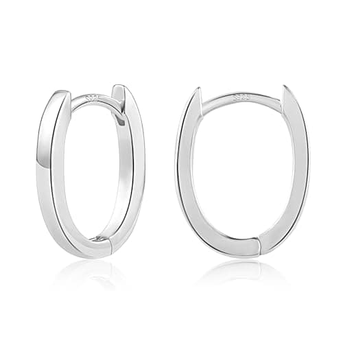 925 Sterling Silver Earrings Small Chunky Silver Hoop Earrings for Women Trendy Hypoallergenic Small Thick Huggie Hoops Earing Jewelry for Women Gifts