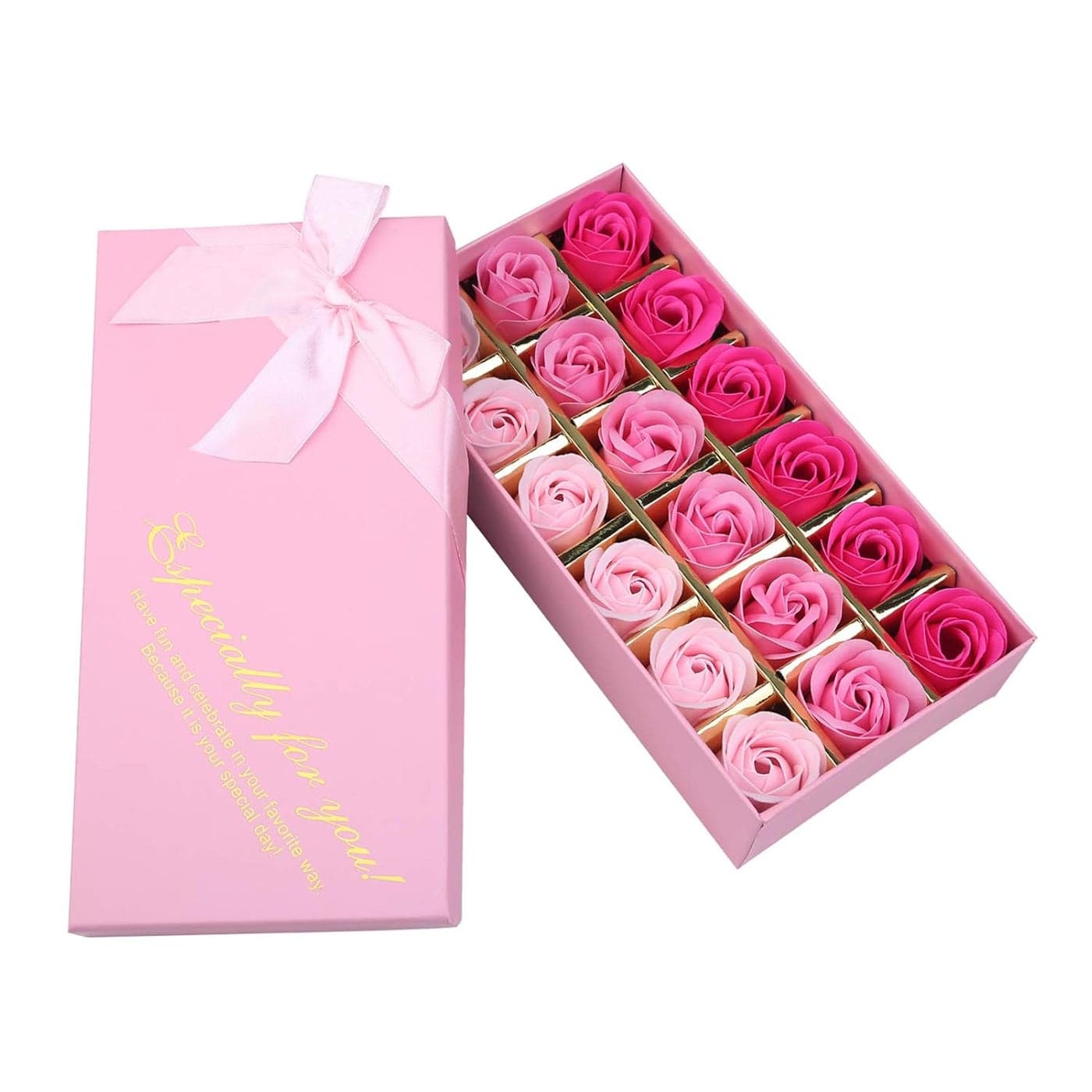 18 PCS Floral Scented Bath Soap Rose Flower Petals Plant Essential Oil Rose Soap Set Best Gifts for Her Women Girls Mom Lover Birthday Valentine Christmas Pink