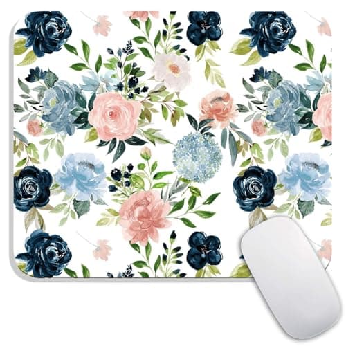 Armanza Square Mouse Pad Pretty Flowers, Personalized Premium-Textured Custom Mouse Mat Design, Washable Mousepad Cloth, Non-Slip Rubber Base Computer Mouse Pads for Wireless Mouse
