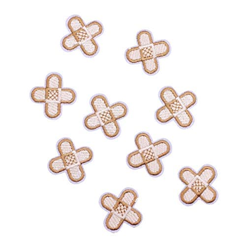 USky Sew or Iron on Embroidered Patches Adorable Mini Size BandAid Design with Stitch Details Cute Medical Theme DIY Fans Kids Clothing Bags Accessories 12x12 9PCs Pack