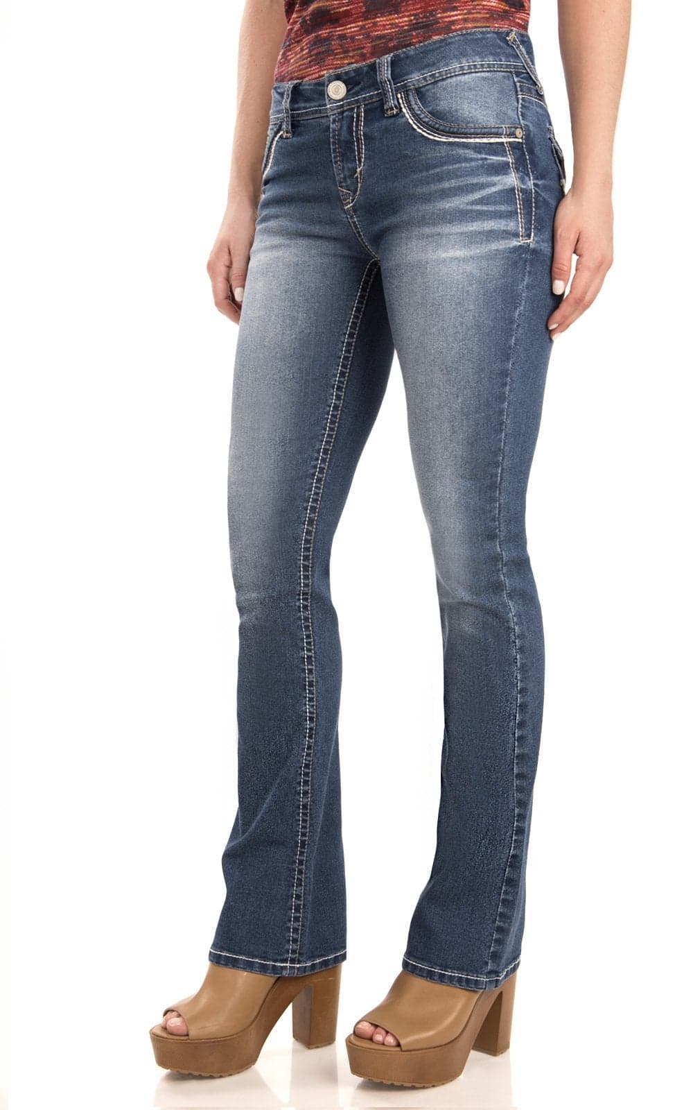 WallFlower Womens Legendary Bootcut MidRise Insta Stretch Juniors Jeans Standard and Plus Keller 13 Long